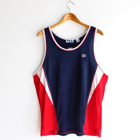 Vintage 80's Fila Blue & Red Basketball Tank Top - Picture 1 of 6